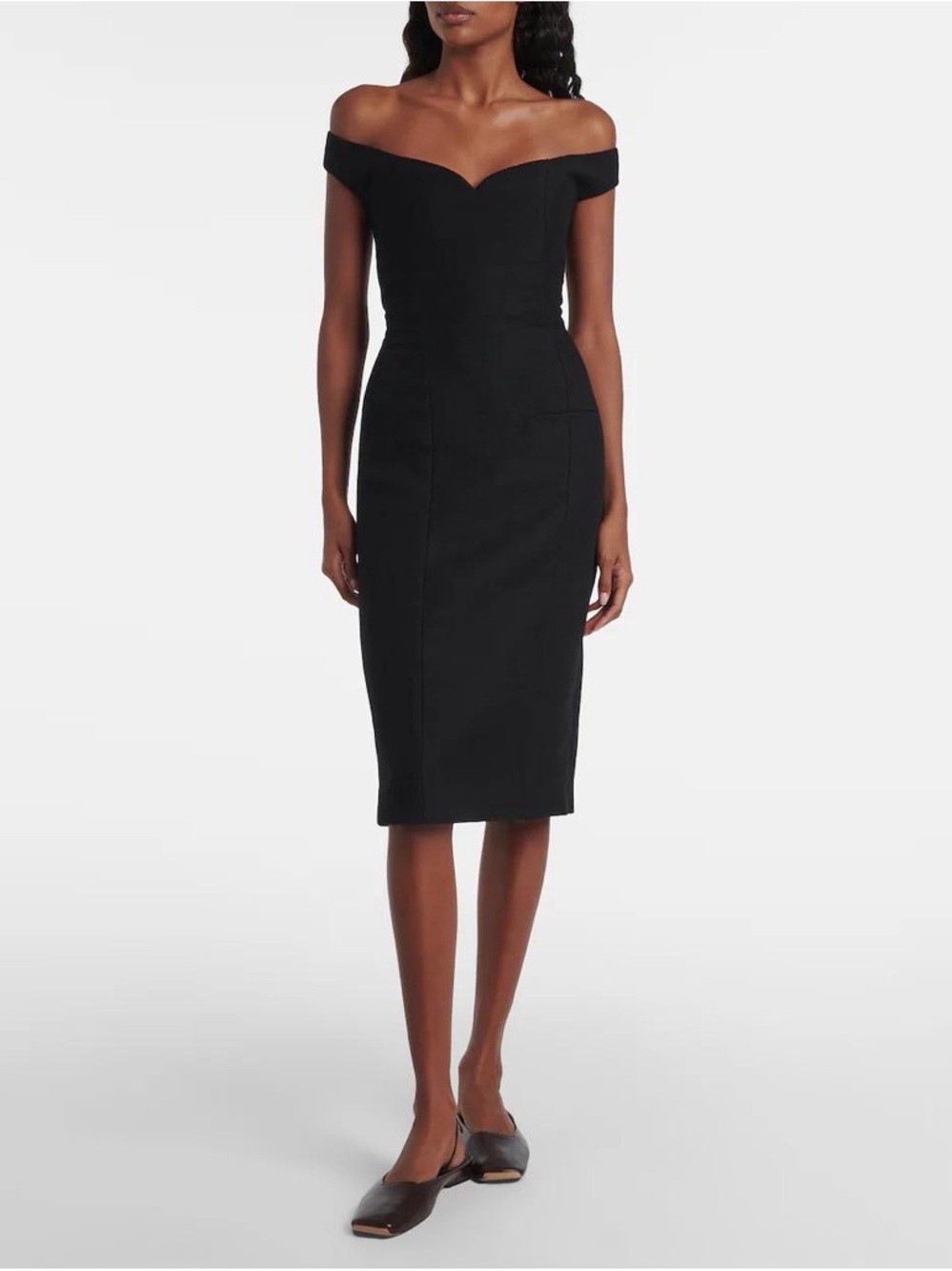 Calvin Klein Off-Shoulder Black Sheath Dress